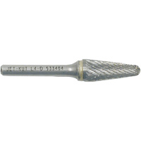 L4-D JET-KUT&reg; Taper Shape Burr with Radius End, 1/4" Dia., 1/4" Shank, 1-1/8" Depth of Cut Fastek