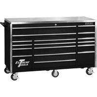 EX Professional Series Triple Bank Rolling Tool Cabinet, 17 Drawers, 72" W x 30" D x 44-3/4" H, Black TEP631 | Fastek