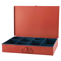 Compartment Box With 12 Adjustable Compartments, 12" D x 18" W x 3" H, Red Fastek