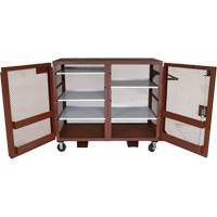 Mobile Mesh Cabinet, Steel, 49 Cubic Feet, Red Fastek