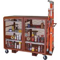 Mobile Mesh Cabinet, Steel, 49 Cubic Feet, Red Fastek