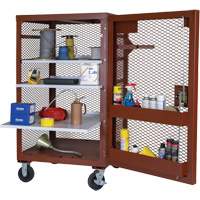 Mobile Mesh Cabinet, Steel, 22 Cubic Feet, Red Fastek