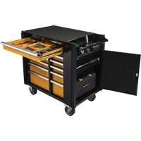 Powered Tool Cart, 11 Drawers, 42-1/2" W x 24-7/16" D x 41" H, Black/Orange Fastek