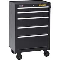 300 Series Rolling Tool Cabinet, 5 Drawers, 26-1/2" W x 18" D x 40-1/2" H, Black Fastek