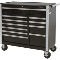 Industrial Tool Cart, 11 Drawers, 41" W x 18-3/4" D x 39-1/3" H, Black Fastek