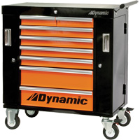 Roller Cabinet, 8 Drawers, 36" W x 18" D x 39-1/4" H, Black/Orange TER178 | Fastek