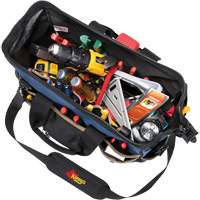 Sac &agrave; outils fourre-tout Big-Mouth &agrave; base moul&eacute;e, Polyester balistique, 23 pochettes, Noir/Bleu Fastek