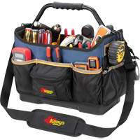 Boîte &agrave; outils ouverte &agrave; base moul&eacute;e, Polyester balistique, 17 pochettes, Noir/Bleu Fastek