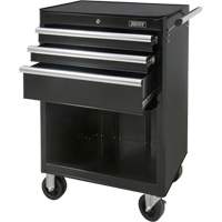Industrial Tool Cart, 3 Drawers, 29-4/5" W x 21-1/5" D x 38-4/5" H, Black Fastek