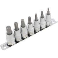 HSW3811M Jeu de sept douilles longues hexagonales m&eacute;triques 2", Hexagonale, Prise 3/8", 7 mr Fastek