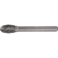 Solid Carbide Burrs - Oval Shape, SE-1, 1/4" Dia., 1/4" Shank, 3/8" Depth of Cut Fastek