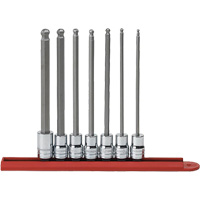 Jeu de douilles SAE &agrave; embout sph&eacute;rique long, Hexagonale, Prise 3/8", 7 mr Fastek