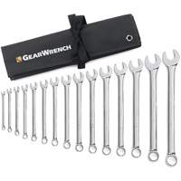 12-Point Long Pattern Wrench Set with Tool Roll, Combination, 15 Pieces, Imperial Fastek