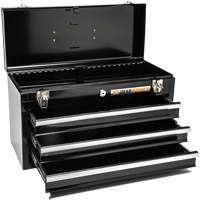 Portable Tool Box, 20" W, 3 Drawers, Black Fastek
