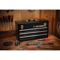 Portable Tool Box, 20" W, 3 Drawers, Black Fastek