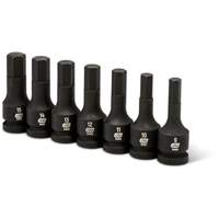 Jeu de douilles m&eacute;triques &agrave; chocs, Hexagonale, Prise 1/2", 7 mrcx Fastek