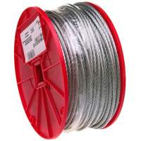 Wire Cable, 500' (152.4 m) x 3/32", 184 lbs. (0.092 tons), Galvanized TQB486 | Fastek