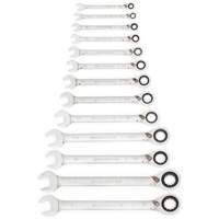 72-Tooth 12 Point Reversible Ratcheting SAE Wrench Set, Combination, 13 Pieces, Imperial Fastek