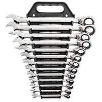 72-Tooth 12 Point Reversible Ratcheting SAE Wrench Set, Combination, 13 Pieces, Imperial Fastek