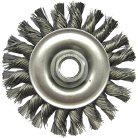 Wire Wheel Brushes, 4" Dia., 0.02" Fill, 5/8"-11 Arbor, Steel Fastek