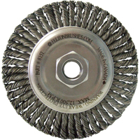 Wire Wheel Brushes, 4" Dia., 0.02" Fill, 5/8"-11 Arbor, Stainless Steel TT270 | Fastek