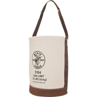 Bucket with Leather Bottom, 17" H, Canvas, Beige Fastek