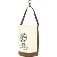 Leather-Bottom Bucket, 17" H, Canvas, White Fastek