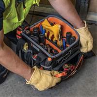 Tradesman Pro Tool Tote, Ballistic Nylon, 40 Pockets, Black/Orange Fastek