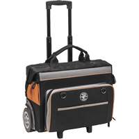 Tradesman Pro Rolling Tool Bag, Ballistic Polyester, 24 Pockets, Black/Orange Fastek