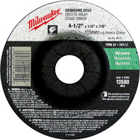 Grinding Wheel, 4-1/2" x 1/4", 7/8" Arbor, Silicon Carbide, Type 27 Fastek