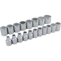 Socket Set, 19 Pcs, 3/8" Drive Size Fastek