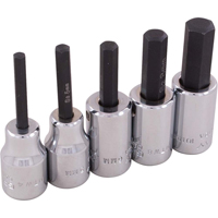 Hex Head Socket Set, Hex, 3/8" Drive, 5 Pcs Fastek