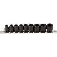 Socket Set, 9 Pcs, Impact, 3/8" Drive Size Fastek