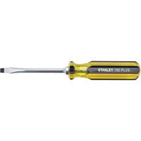 100 PLUS&reg; Standard Slotted Tip Screwdriver, 1/4" Tip, Square, 8-3/16" L, Plastic Handle Fastek