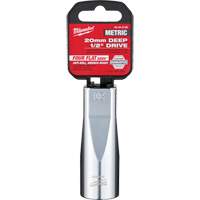 Metric Socket with Four Flat Sides, 20 mm, 1/2" Drive, 6 Points, Deep Fastek