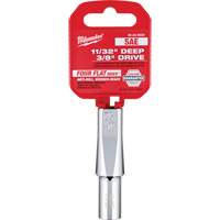 SAE Socket with Four Flat Sides, 11/32", 3/8" Drive, 6 Points, Deep Fastek