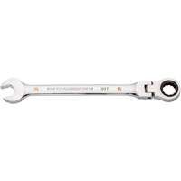 90-Tooth Flex Head Ratcheting Combination Wrench, 12 Point, 15 mm, Chrome Finish UAV544 | Fastek