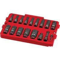 Shockwave Impact Duty Packout Socket Set, 17 Pcs, Impact, 3/8" Drive Size, Deep Fastek