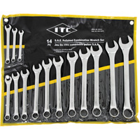 ICW-14PS Polished Wrench Set, Combination, 14 Pieces, Imperial Fastek
