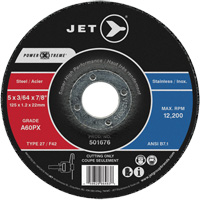 A60PX Power-Xtreme Cut-Off Wheel, 5" x 3/64", 7/8" Arbor, Type 27, 12200 RPM Fastek