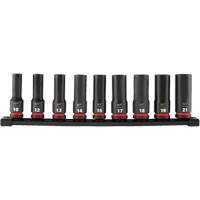 Shockwave Impact Duty Metric 6 Point Socket Set, 9 Pcs, Impact, 1/2" Drive Size, Deep Fastek