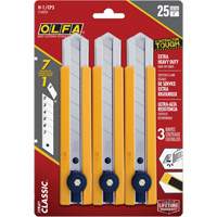 Couteau utilitaire classique extra robuste H-1 avec prise &agrave; pi&egrave;ce caoutchout&eacute;e, 25 mm Fastek