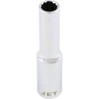 Chrome Socket, 8 mm, 1/4" Drive, 12 Points, Deep Fastek
