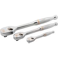 1/4", 3/8" & 1/2" Drive 120XP Full Polish Teardrop Ratchet Set Fastek