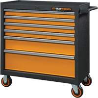 GSX Series Rolling Tool Cabinet, 6 Drawers, 36" W x 18-1/5" D x 37-2/5" H, Black/Orange Fastek