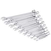 12-Point Long Pattern Combination SAE Wrench Set in Foam Storage Tray, Open-Ended, 19 Pieces, Imperial Fastek
