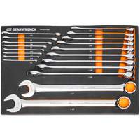12-Point Long Pattern Combination SAE Wrench Set in Foam Storage Tray, Open-Ended, 19 Pieces, Imperial Fastek