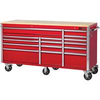 PRC7215 Pro Series Roller Cabinet, 15 Drawers, 72" W x 24" D x Red Fastek