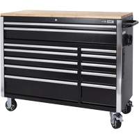 HDRC5212 HD Series Roller Cabinet, 12 Drawers, 51-1/4" W x 21" D x 40-3/10" H, Black Fastek