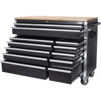 HDRC5212 HD Series Roller Cabinet, 12 Drawers, 51-1/4" W x 21" D x 40-3/10" H, Black Fastek